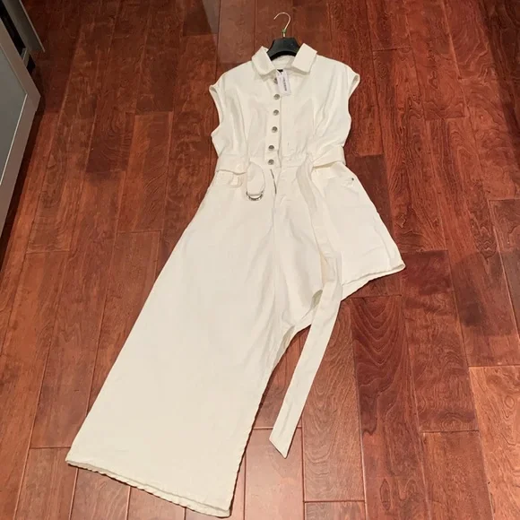 NWT Karen Millen Asymmetrical denim white dress - Picture 12 of 13
